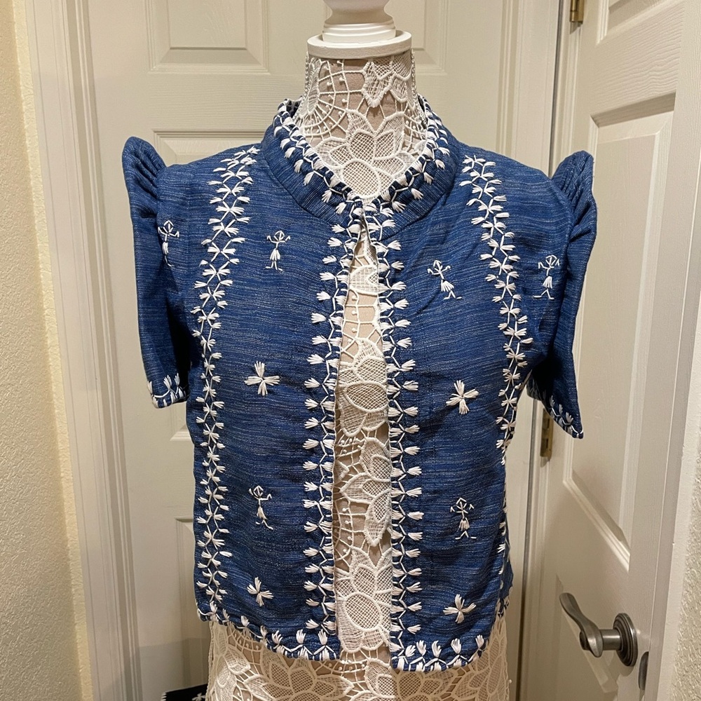 Filipiniana Embroidered Bolero Blue